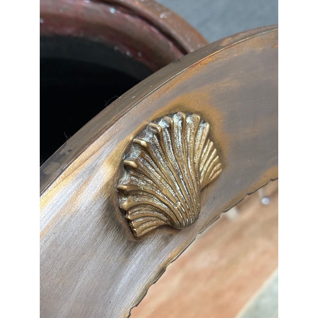 Art Nouveau Brass Wall Mirror With Scallop Shells For Sale - Image 4 of 12