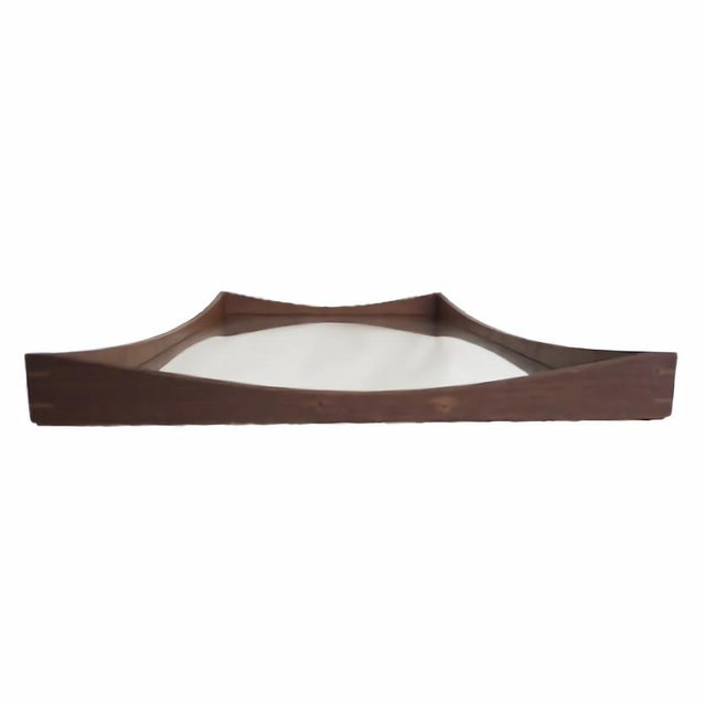 1950s Scandinavian Modern Mirror with Concave Teak Frame by Jansen Spejle, 1950s For Sale - Image 5 of 10