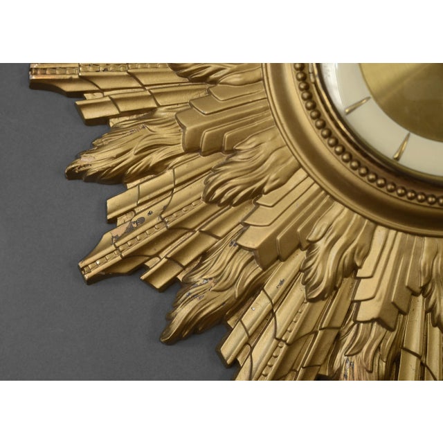 1970s 1970s Mid Century Welby Art Deco Style Starburst Wall Clock For Sale - Image 5 of 12