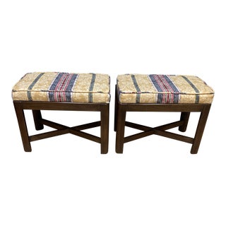 1980s Drexel Heritage Ottomans or Footstools, Set of 2 For Sale