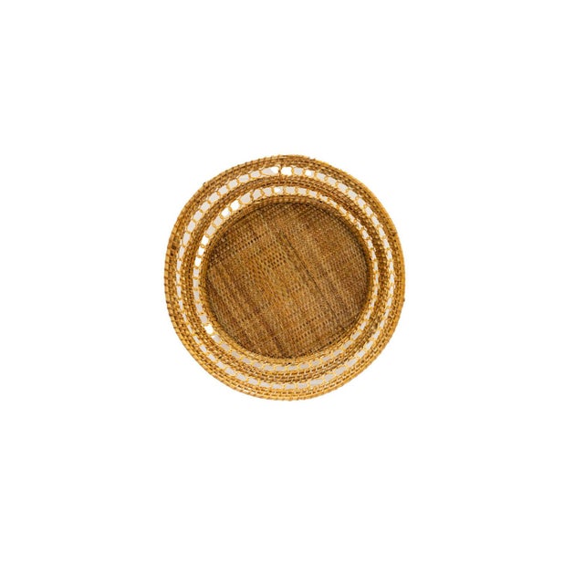 Contemporary Round Woven Basket, 15" For Sale - Image 3 of 3