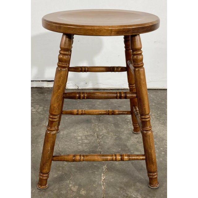 Farmhouse Early 20th C Turned Wood Stool For Sale - Image 3 of 8