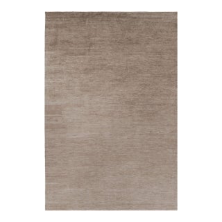 Rug & Kilim’s Oversized Modern Textural Rug in Brown, White and Beige Striae - 12x18 For Sale