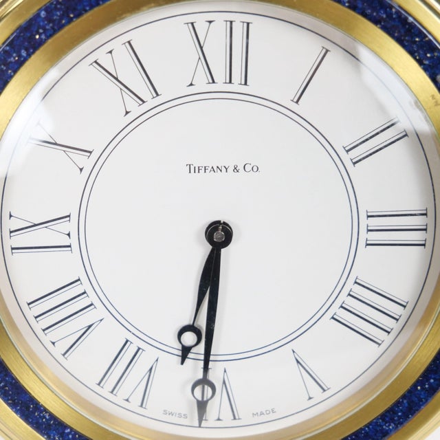Mid-Century Modern Tiffany & Co. Gilt Bronze and Marble Desk Clock, Circa 1960 For Sale - Image 3 of 9