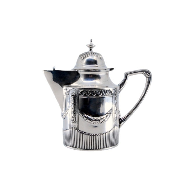 Fluted Silver Teapot with Scrolls and Garlands For Sale - Image 3 of 11