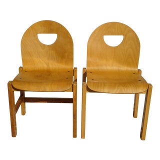 Light Beech Dining Chairs, Set of 2 For Sale