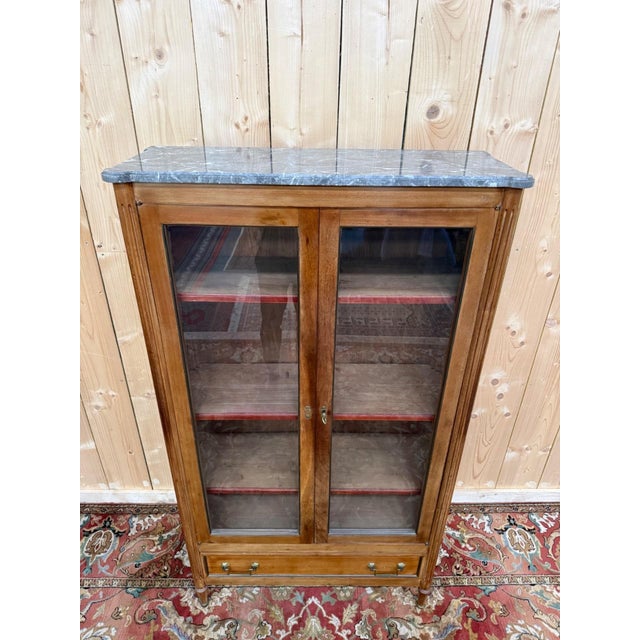 Louis XVI Style Mahogany and Marble Display Bookcase For Sale - Image 3 of 8