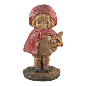 Early 20th Century Hubley Pa Little Red Riding Hood Cast Iron Art Statue Doorstop