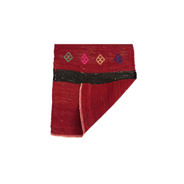 Mid-Century Modern Red Vintage Mini Kilim Rug - 1`5″ X 2`8″ For Sale - Image 3 of 3