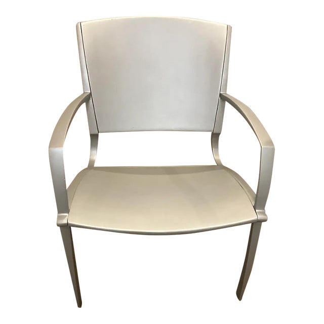 Richard Frinier Award Winning Aero Chair for Brown Jordan With Seat and Back Cushions and Glass Top Side Table For Sale