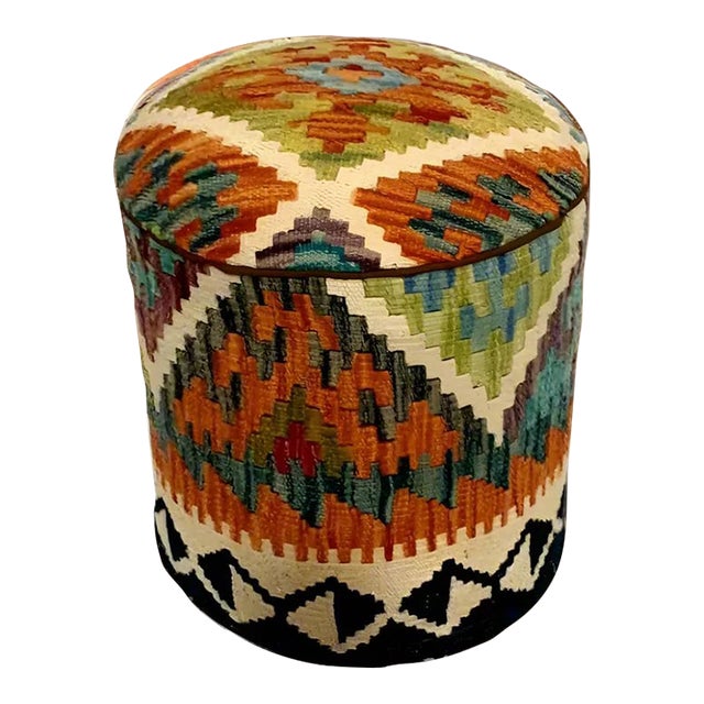 Kilim Rug Pouf Ottoman #95a For Sale