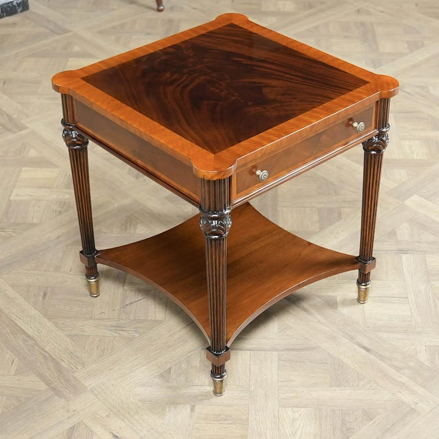 Brown Traditional Square Mahogany End Table For Sale - Image 8 of 12