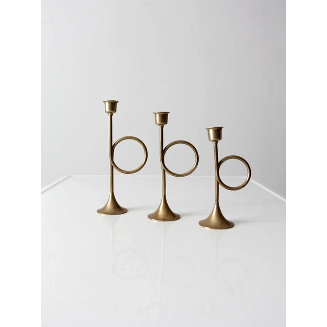 Vintage Candlestick Holders Set/3 For Sale - Image 9 of 9