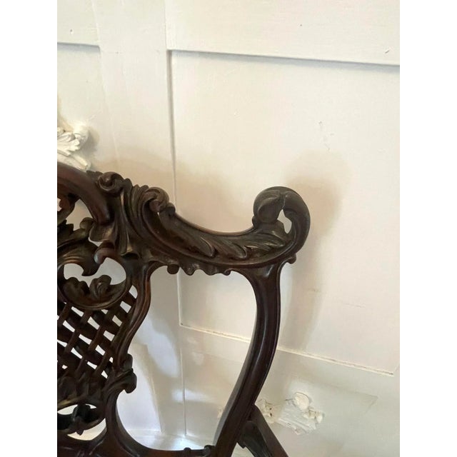 Wood Antique Victorian Mahogany Carved Elbow Chair, 1860 For Sale - Image 7 of 8
