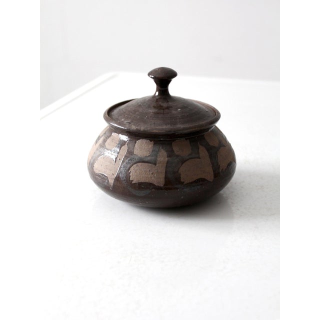 Brown Vintage Studio Pottery Jar For Sale - Image 8 of 9