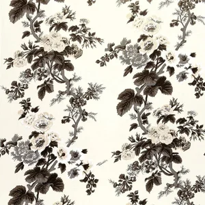 Schumacher Pyne Hollyhock Fabric in Charcoal