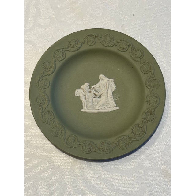 Wedgwood Vintage Mid-Century Wedgwood Sage Green Jasperware Mini Pin Dishes - Pair For Sale - Image 4 of 9