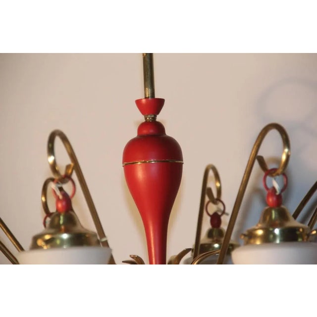 Metal Mid-Century Italian Brass and Glass Chandelier, 1950s For Sale - Image 7 of 18