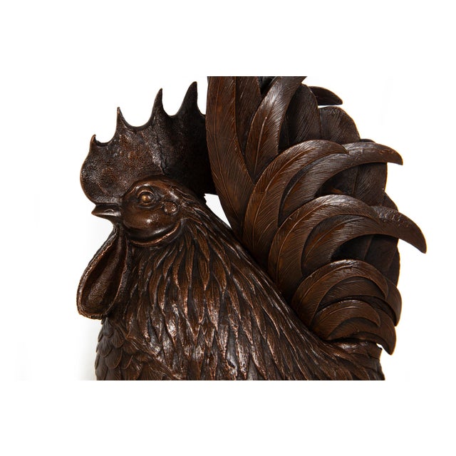 Japanese Antique Meiji Period Bronze Sculpture Okimono of a Rooster For Sale - Image 6 of 18