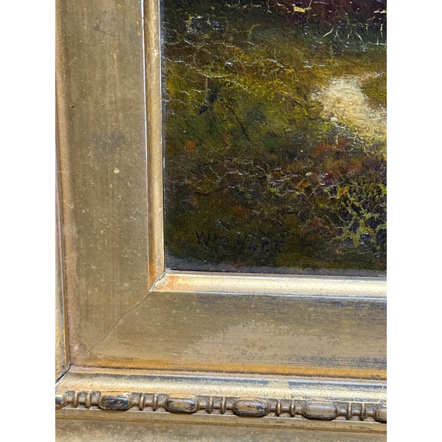 Gold William Hart (American, 1823–1894) "Cattle at the Water's Edge" Oil on Canvas For Sale - Image 8 of 9