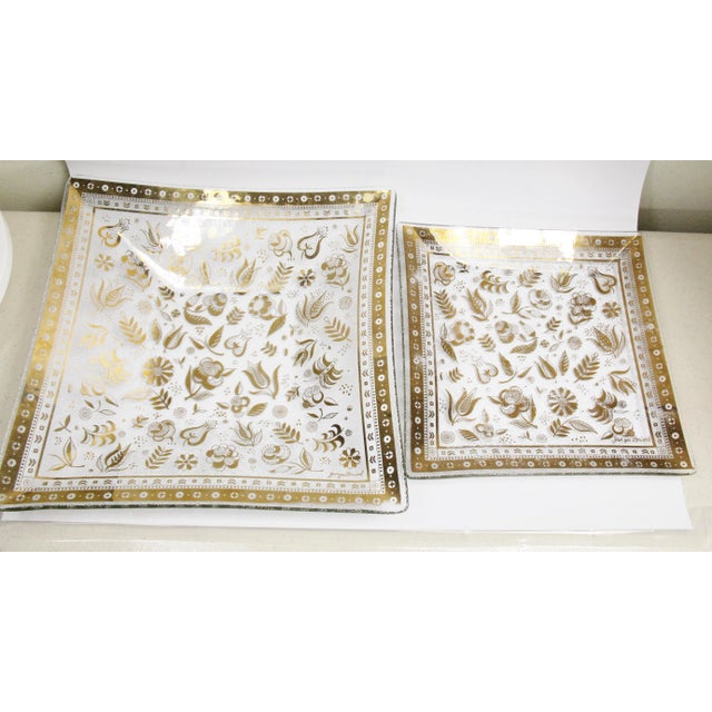 Signed Georges Briard Mid Century Modern glass trays. One is @ 8" square and the other is @ 9-3/4". No chips or cracks....