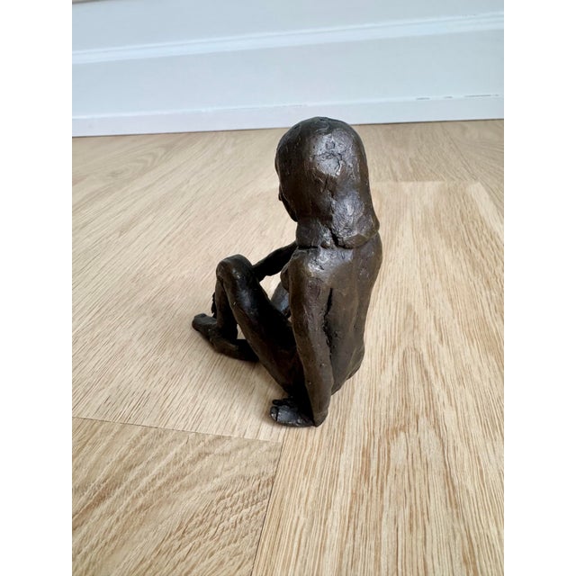 Bronze Mid 20th Century Solid Cast Bronze Brutalist Seated Female Nude Sculpture - 4.5" For Sale - Image 8 of 10