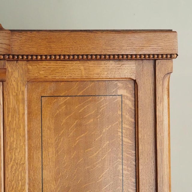 Large Art Nouveau 3-Door Wardrobe in Oak with Oval Mirror For Sale - Image 6 of 18