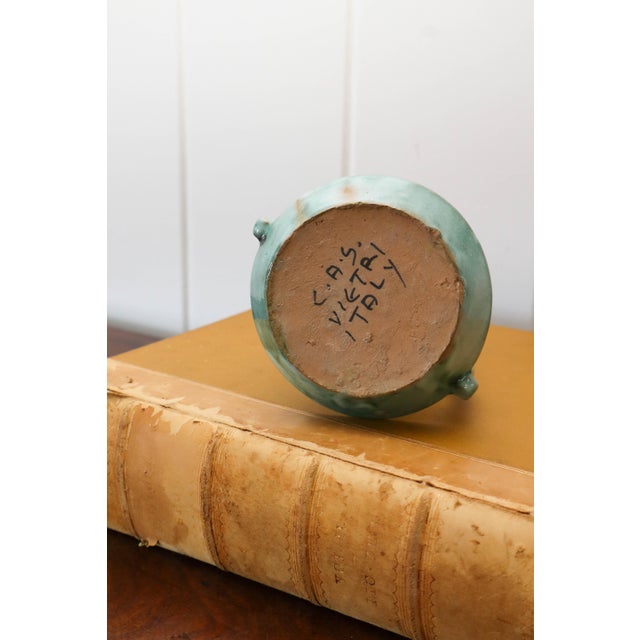 VIETRI 1950s Handmade Italian Green Handled Candle Holder by Vietri For Sale - Image 4 of 4