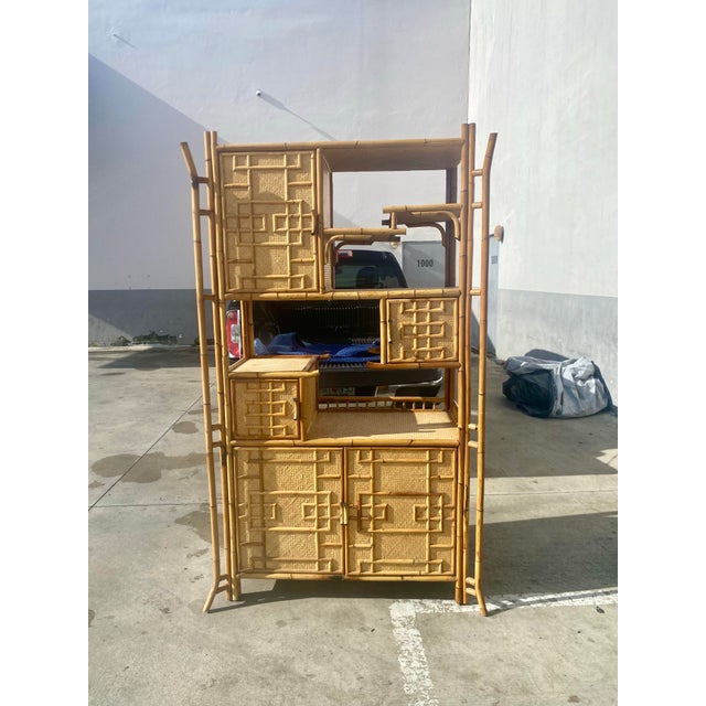 70s Bohemian Rattan and Bamboo Wall Unit Étagère. For Sale - Image 12 of 12