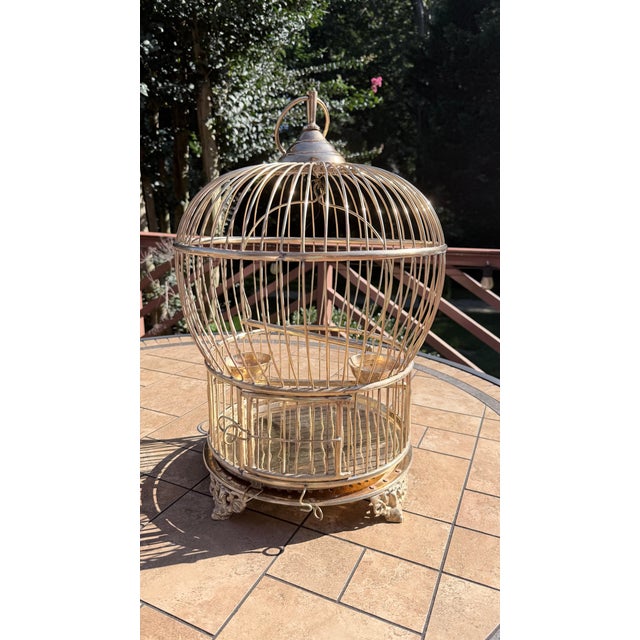 Gold Vintage Anglo Indian Domed Brass Bird Cage… For Sale - Image 8 of 8