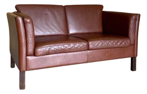 Danish Brown Leather Loveseat Sofa (After Børge Mogensen)