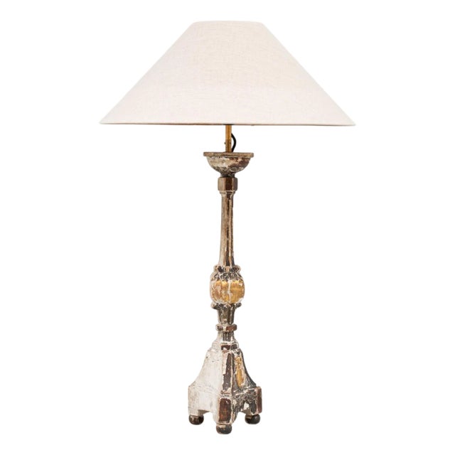 19th Century French Wooden Table Lamp For Sale