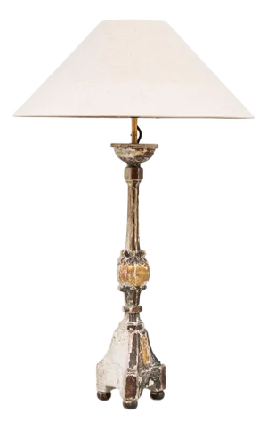 19th Century French Wooden Table Lamp