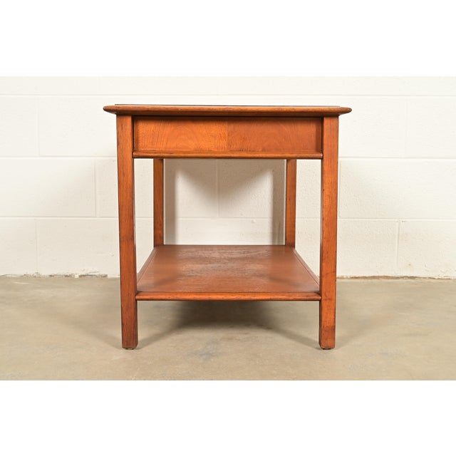 1950s T. H. Robsjohn-Gibbings for Widdicomb Walnut Two-Tier Nightstand or Side Table, 1950s For Sale - Image 5 of 13