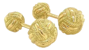 Tiffany & Co. Schlumberger 18k Yellow Gold Double Woven Knot Cufflinks, 2 Pieces