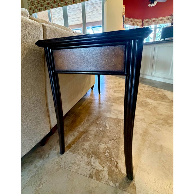 Palecek 1990s Palecek India Designer Writing Desk - Dark Wood & Textured Leather For Sale - Image 4 of 5