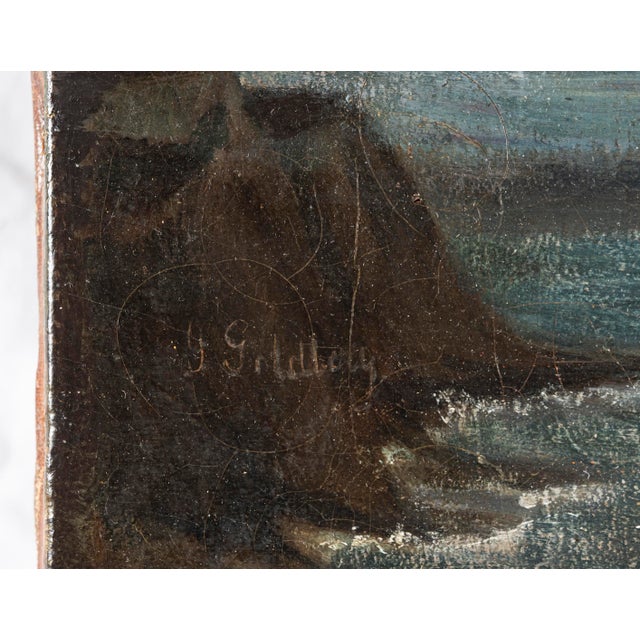 G. Goldberg, Seascape at Sunset, 1800s, Oil on Canvas For Sale - Image 4 of 12