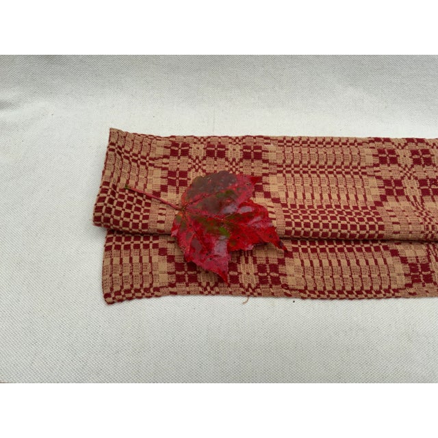 Early New England Textile Table Runner - Native American Inspired Pattern on Automated Loom Weaving For Sale - Image 12 of 12