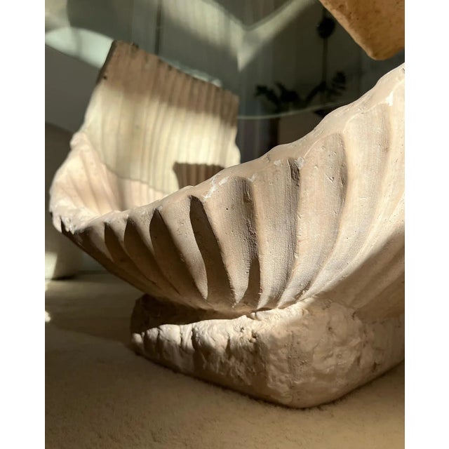 Sculpture Materials 1980s Postmodern Hand Sculpted Plaster Shell Table For Sale - Image 7 of 7