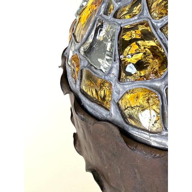 Art Nouveau Austrian Amber and Clear Chunk Glass Globe Pendant, 1910 For Sale - Image 11 of 18