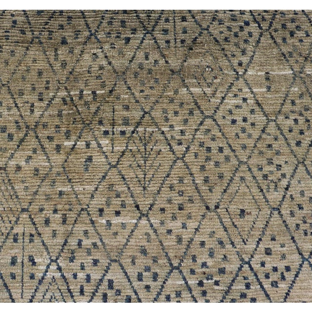 Modern Gallery Long Runner With Tribal Moroccan Design in Yellow Green & Blue 3'10 X 16 For Sale - Image 10 of 13