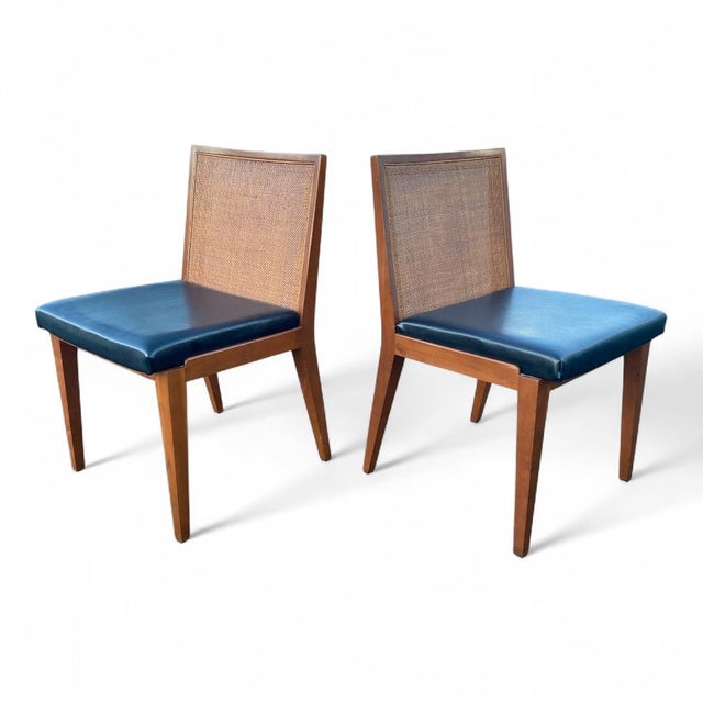 1950s Edward Wormley Mid Century Modern Mahogany Cane Back Dining Chairs for Dunbar - Set of 6 For Sale - Image 5 of 16