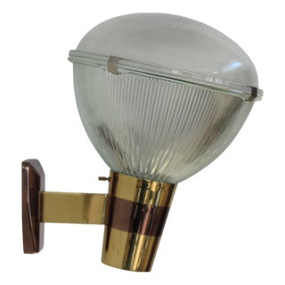Italian Brass and Glass Wall Light from Stilnovo, 1960s For Sale