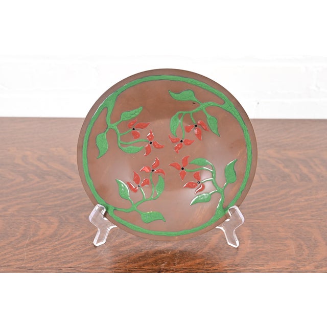 Art Deco Art Crafts Shop Antique Hammered Copper and Enamel Plate, Circa 1905 For Sale - Image 3 of 11