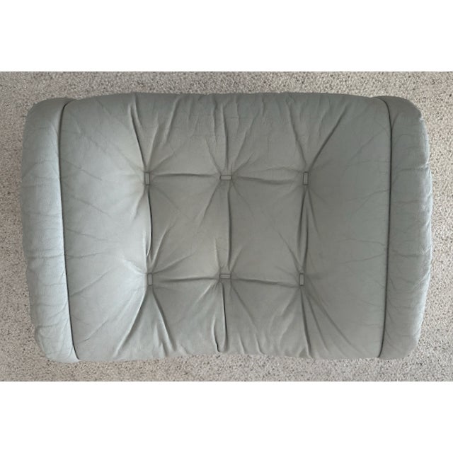 Wood Mid-Century Modern Ekornes-Styled Leather & Teak Chair & Ottoman For Sale - Image 7 of 7