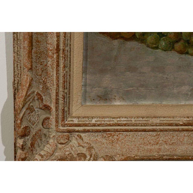 19th Century 19th Century Framed Oil Still Life Painting of Fruit, Grapes, and Melon For Sale - Image 5 of 7