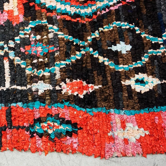 Vintage Moroccan Multicolored Hand-Knotted Berber Boucherouite Rug For Sale - Image 4 of 11