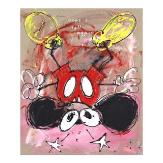 The Last Time I Quit - Original Red Pink Urban Pop Art Acrylic and Oil Stick Painting on Canvas For Sale