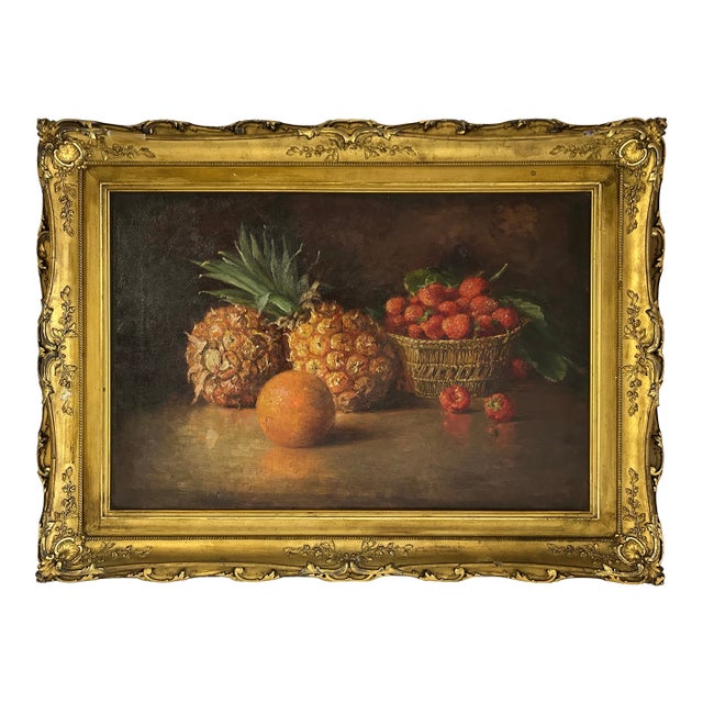 Antique Painting of Still Life With Fruit For Sale