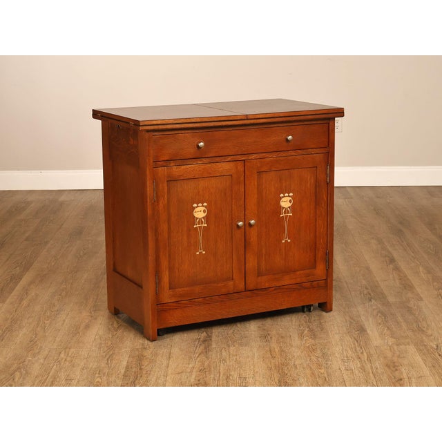 Mission Stickley Mission Collection Oak Harvey Ellis Inlaid Server For Sale - Image 3 of 18